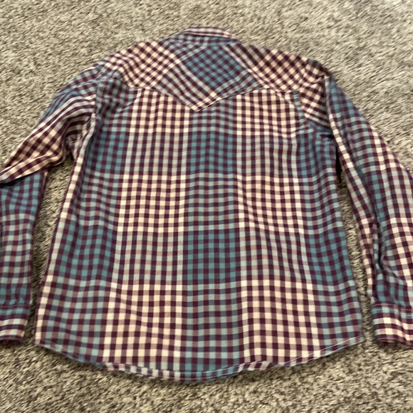 Wrangler medium pearl snap long sleeve-burgundy, teal, cream combo 💕cowboy - Picture 7 of 7